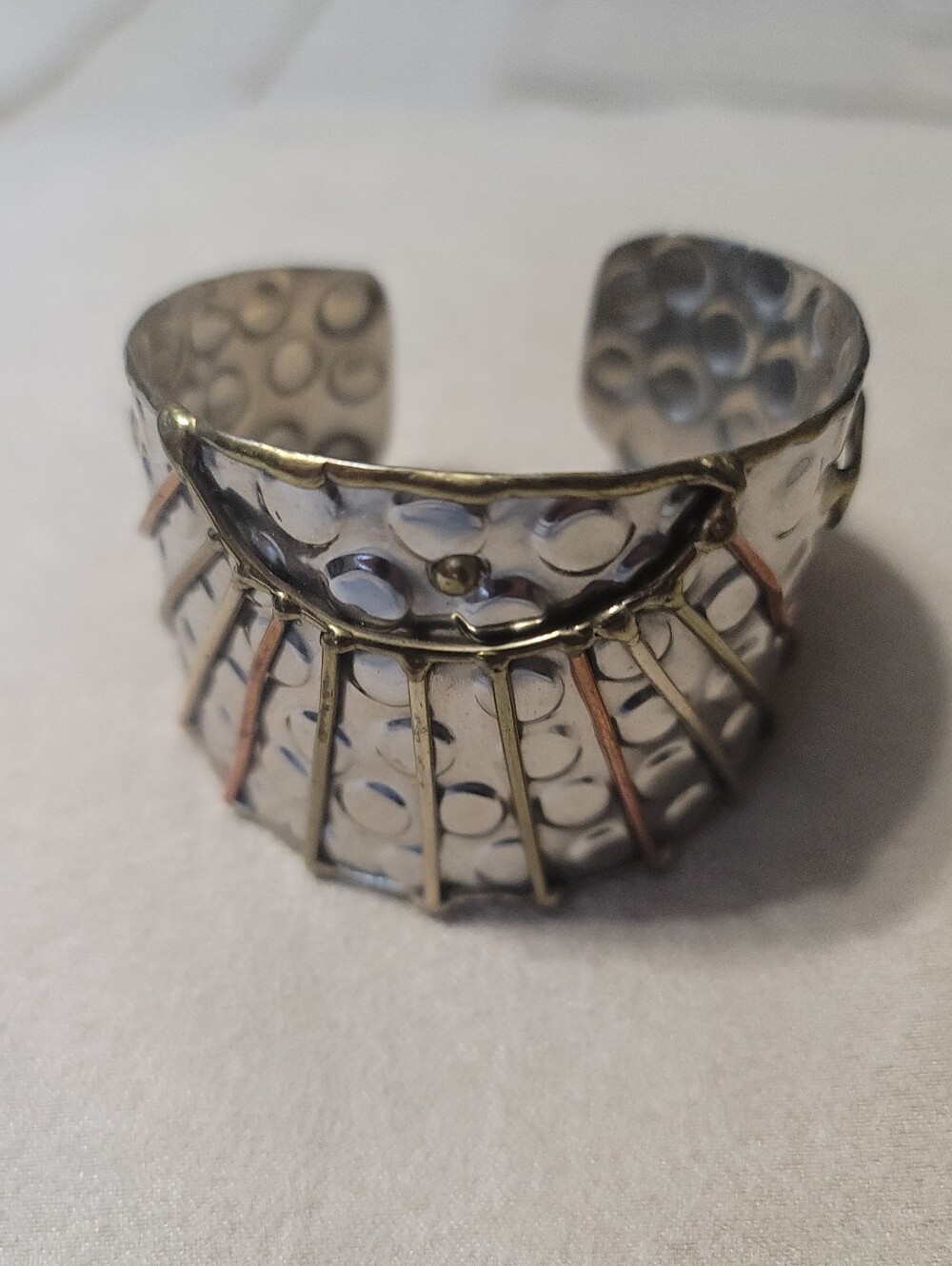 HAMMERED Silver & Brass Sunrise Cuff